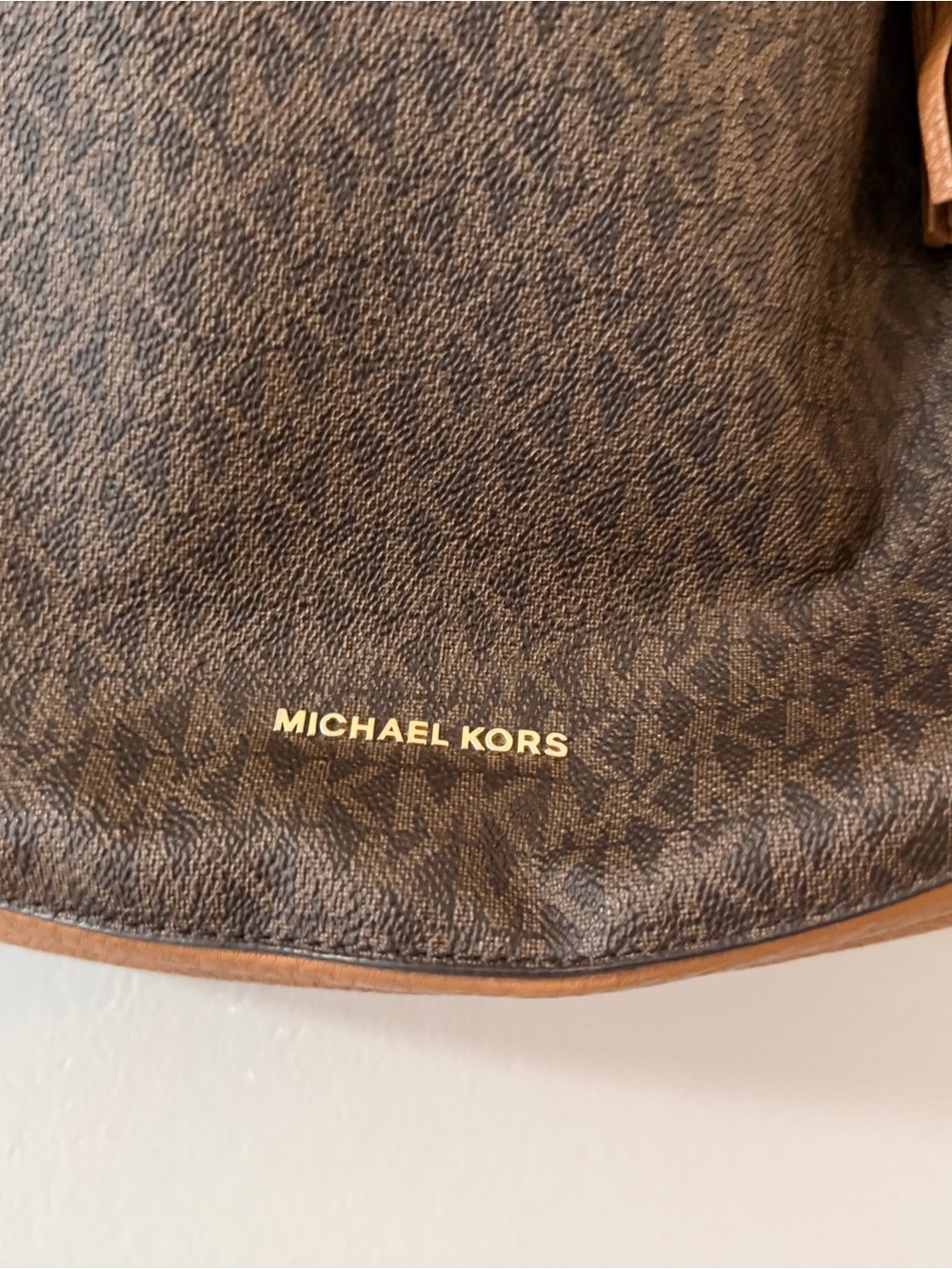 Michael Kors Brown & Tan Logo Hobo with Tassel - Picture 3 of 11